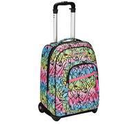 Seven Trolley, 2 in 1, Schulranzen mit Rollen, Rucksack mit Trolleyfunktion für Kinder, ab 1. Klasse, Schulrucksack Schultasche, Reisen, Mädchen&Jungen, pink/grün