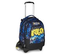 Seven Trolley Jack Detach Schulrucksack mit Rollen, Schulranzen 1 Klasse Junge, Trinkflaschenfach, Abnehmbarer Kleiner Rucksack, blau/gelb