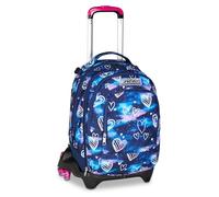Seven Trolley Jack Detach Schulrucksack mit Rollen, Schulranzen 1 Klasse Mädchen, Trinkflaschenfach, 3-in-1, Abnehmbarer Kleiner Rucksack, versenkbare Schultergurte, lila/rosa