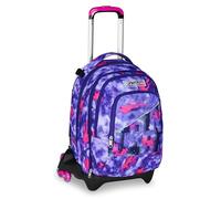 Seven Trolley Jack Detach Schulrucksack mit Rollen, Schulranzen 1 Klasse Mädchen, Trinkflaschenfach, 3-in-1, Abnehmbarer Kleiner Rucksack, versenkbare Schultergurte, lila