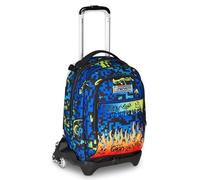 Seven Trolley Jack Schulrucksack mit Rollen, Schulranzen 1 Klasse Junge, Trinkflaschenfach, doppelte Nutzung, abnehmbarer Rucksack, versenkbare Schultergurte, blau