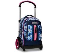 Seven Trolley Tyre - Cloudy Shapes, blau rosa - zerlegbarer Trolley 3 in 1, Verwendung für Rucksack, Schulrucksack für Mädchen, Doppelfach, mehrere Taschen, Organizer innen, Mehrfarbig, 39 x 57