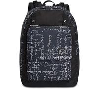 Seven Wende-Rucksack, aus nachhaltigem Stoff, Geräumige Schultasche für Teenager, Mädchen & Jungen, 2 Muster, für Schule, Sport&Freizeit, Doubleface; mit Kopfhörern, schwarz/weiß, WHITE SCRIPT