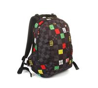 Seven Wende Rucksack, aus nachhaltigem Stoff, Geräumige Schultasche für Teenager, Mädchen Jungen, 2 Muster, für Schule, Sport und Freizeit, Doubleface, schwarz