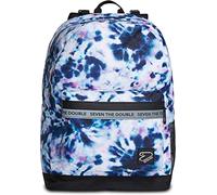 Seven Wende-Rucksack, aus nachhaltigem Stoff, Geräumige Schultasche für Teenager, Mädchen und Jungen, 2 Muster, für Schule, Sport und Freizeit, Doubleface mit Trinkflaschenfach - mehrfarbig oder blau