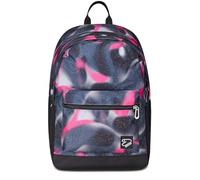 Seven Wende-Rucksack, Schulranzen für Mädchen und Jungen, Tornister Schule Gymnasium Sport Freizeit, mit Flaschenfach, Laptopfach, mit Kopfhörern, gepolstert, extra Tasche, grau-pink-schwarz