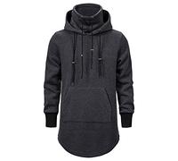 SevenDwarf Herren Sweatshirt Hoodie Jacke Gothic Rollkragen Reißverschluss Assassins Creed Lange Lose Fleece Outwear, grau, XL