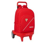 Sevilla FC Großer Rucksack mit Rädern, kompakt, abnehmbar, ideal für Kinder verschiedener Altersgruppen, bequem und vielseitig, Qualität und Widerstandsfähigkeit, 33 x 22 x 45 cm