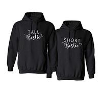 Sevpuikl Best Friends Pullover für 2 Mädchen Weiß Tall Short Best Friend Hoodie BFF Pullover für 3 Mädchen Beste Freundin Pullover für Zwei Mädchen BFF Geschenke Hoodie Schwarz Grau 1 Stück