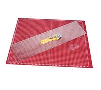 Sew Easy Quilter Set-das große A2 Schneidematten Set mit Hilfslinien In cm und inch (62x45,7cm), Schneidelineal nur in inch, Rollschneider, Schneideunterlage, Cutting Mat, beidseitig verwendbar