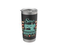 Sew Happy Süße Nähmaschine Blumenherzen Doppelwandiger Edelstahl-Thermobecher