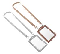 SEWACC 2 Stück Arbeitsausweishülle aus Pu mit Aluminiumlegierung und Seidenband Doppelseitig mit Lanyard Transparente Kartenhülle für Arbeitskarten und Studentenkarten