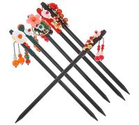 SEWACC 6 Holz Haarstäbchen mit Quasten Blumenmotiv Vintage Haarstab für Damen Haarknoten Frisuren Dutt Haaraccessoires