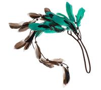 SEWACC Boho Federstirnband Damen Handgeflochtenes Haarband mit Grünen Federn Böhmischer Kopfschmuck für Karneval Festival und Reisen