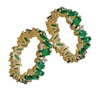 SEWACC Grüne Zirkonringe oder Valentinstagsgeschenk 2 Stück Verstellbare aus Kupfer mit Funkelndem Schmuck für Damen als Verlobungsring