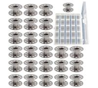 Sewing Bobbins - 25 Pieces Metal Bobbi, Stainless Steel Home Supplies With Storage Box, Embroidery Thread Bobbins For Crocheting Class Quilting Quilter Fabric Yarn Crafting Art Knitting Indoor
