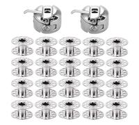 Sewing Machine Bobbin-Halter - 20 Metallspulen, 20 Stück Edelstahlspulen mit 2 Bobbin-Hüllen, Universalgröße 15, kompatibel mit den meisten Nähmaschinen für Designer, professionelle Anfänger