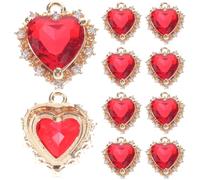 SEWOART 10 Stück Selbstgemacht Kupfer Charme Anhänger Armband Zubehör Handgefertigte Rote Herz Anhänger Langlebige Selbstgemacht Schmuck Ornamente für Armbänder und Halsketten