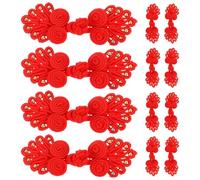 SEWOART 12 Stück Handgefertigte Chinesische Stoffknöpfe Traditionelle Knebelknöpfe für Cheongsam Selbstgemacht Kostümknöpfe Rote Knöpfe für Kleidung und Bastelprojekte