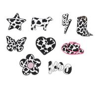 SEWOART 9 Stück Teiliges Niedliche Cartoon Tier Applikationen zum Aufbügeln und Nähen Lustige Bauernhof motive Bestickte Kuh Flicken für DIY Kleidung Rucksäcke und Accessoires Einfach