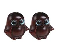 SEWOART Holzanhänger Pinguin mit Blauen Augen 2 Stück Handgeschnitzte Schlüsselanhänger aus Sandelholz Dekorativer Selbstgemacht Charme für Auto und Schlüsselbund