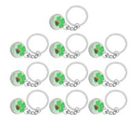 Sewroro 10 Stück St Patrick's Day Schlüsselanhänger Vierblättriges Kleeblatt Metall Grün mit Schlüsselring Glücksbringer Taschenanhänger Partygeschenk