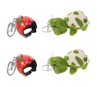 Sewroro 2 Stück pack Kleiner Plüsch Schildkröten Schlüsselanhänger mit Helm aus Weichem Plüschstoff Dekorativer Taschen und Rucksackanhänger mit Cartoon Motiv