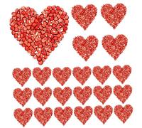 Sewroro 24 Stück Rote Strass Herz Aufnäher 3,5x3,5cm mit Hotfix Kleber Herzförmige Kleidungspatches zum Aufbügeln für Selbstgemacht Bekleidung Rucksack und Manteldekoration