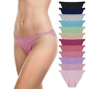 Sexy Basics Damen-Bikini-Slip, 100% Baumwolle, 12er-Pack und 18 Stück, 12er-Pack, 6