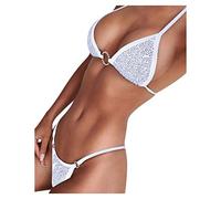 Sexy Bikini Damen Set Brazilian Bikini Set Triangel Badeanzug mit String Zwei Stücke, Glitzer-Bikini Brasilianische Bademode Push Up Gepolstert Bademode mit Strass Badeanzug