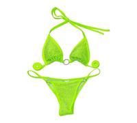 Sexy Bikini Damen Set Brazilian Bikini Set Triangel Badeanzug mit String Zwei Stücke, Glitzer-Bikini Brasilianische Bademode Push Up Gepolstert Bademode mit Strass Badeanzug