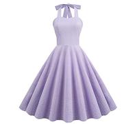 Sexy Elegantes Kleid für Frauen Neckholder Krawattenrock Plaid Bedruckt Big Swing Damenkleider A-Linie knielange Kleider