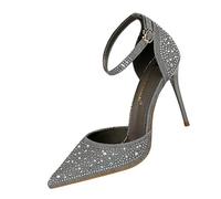 Sexy High Heels Glitzer Pumps Damen Kann Beinlinien Sehr Gut Dehnen (Grau,35)