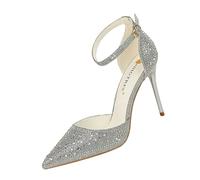 Sexy High Heels Glitzer Pumps Damen Kann Beinlinien Sehr Gut Dehnen (Silber,39)