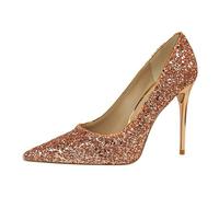 Sexy High Heels Glitzer Pumps Damen Weich und Angenehm Zu Tragen Für Eine Lange Zeit (Champagner,41)