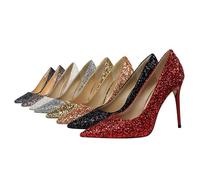 Sexy High Heels Glitzer Pumps Damen Weich und Angenehm Zu Tragen Für Eine Lange Zeit (Schwarz,43)