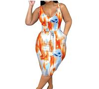 Sexy Kleid Damen Meine Bestellungen Anzeigen Blumen Kurzarm V-Ausschnitt Strandkleid A-Linie Ärmellos Hohe Taille Knielang Swing Minikleid Lose A-Linie 3/4-Arm Tunika Mini Kleider meine bestellu