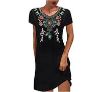 Sexy Kleid Damen Meine Bestellungen Anzeigen Kurzarm Plissee Loose Swing Freizeitkleid mit Taschen meine bestellungen anzeigen Vintage Knielang Neckholder Swing Retro Rockabilly Kleid Blumendruck