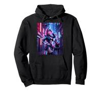Sexy Mädchen-Grafik-T-Shirt - sexy Cyberpunk-Frau und Roboterhund Pullover Hoodie