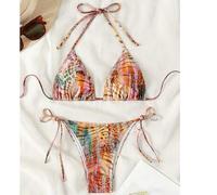 Sexy neue europäisch-amerikanischer Stil Bademode, Tierdruck Textur Spezialstoff Bikini mit Dreiecks-String, 2-teiliges Badeanzug Set für Urlaub und S