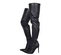 Sexy Schwarz Stiletto Overknee-Stiefel, Winter dünner Absatz über dem Knie, Frankie Hsu Damen Herren Große Größe Designer Oberschenkel Hoch Lange Stiefel für Frauen, schwarz, 47 EU