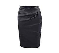 Sexy Sommerkleider für Damen Damenrock Mode Lederrock Fester Eleganter Knielanger Rock Damenrock Lederrock Abendkleid Schwarz XXL