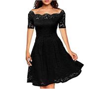 Sexy Sommerkleider für Frauen Spitzenkleid Mode Frauen Casual Pullover Solide Kurzarm Minikleid Damen Solide Kleid Schwarz XXL