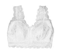 Sexy Spitzen-Mastektomie-BHS for Frauen Vorderer Verschluss Unterwäsche Drahtfrei Brustprothese Sport-BH Mit Taschen (Color : White, Size : XL/X-Large)