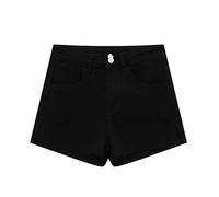 Sexy, Superkurze Denim-Jeans Für Damen, Schick, Einfarbig, Hohe Taille, Knöpfe, Reißverschlusstaschen, Super-Mini-Shorts, Schmale, Hohe Taille, Seitlich Geschlitzt, Elastisch, Ausgefranster Saum