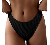 Sexy Thong Bikini Hose Damen Bademode High Waist Bikinihose Brazilian Hoher Beinausschnitt Tanga Bikini Slip Swim Bottom Retro Beachwear Unterteil Badehose