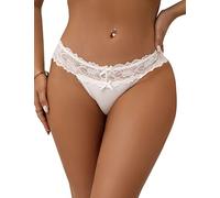 Sexy Unterhosen für Mollige Frauen String Tanga Damen Sexy Übergröße Dessous Damen Sexy Unterwäsche Große Größen Spitze Thong Brazilian Slip Panty Höschen Bikini Hipster Reizwäsche(Weiß,3XL-4XL)