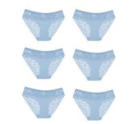 Sexy Unterwäsche für Damen, süße Spitze, freche Bikini-Höschen für Damen, keine Show, seidiger Hipster, 6er-Pack, 6 x Blau, L