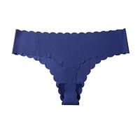 Sexy Unterwäsche Für Frauen Damen-Sport-Slips, nahtlos, atmungsaktiv, Gerippter Baumwoll-Stretch, weicher Tanga mit niedriger Leibhöhe Satin Slip Damen Slip Ohne Naht Damen Baumwolle (Navy, L)