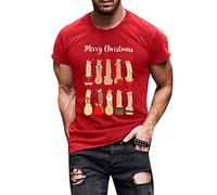 Sexy Weihnachtsshirt Herren&Damen Christmas Lustig Weihnachtsoutfit Familie Oversized Weihnachtspulli Tshirts Weihnachten Kurzarm Hässliche Shirt Santa Rot L